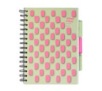 Exacompta Europa Splash - Ref EU1509Z Project Book Featuring 3 Plastic Dividers, Bright PP Cover, 200 Lined Pages, A5 Size with Micro-Perforated Pages, Pink/Green Cover