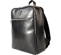 Exacompta - Ref 17637E - Exactive - Leather Laptop Backpack - 300 x 400 x 140mm in SIze, Padded Compartment for a 15.6" Laptop or Tablet, Black & Orange
