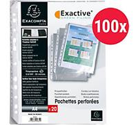 Exacompta Exactive Punched Pockets A4 Smooth Transparent PP (Polypropylene) Top Opening 5834E Pack of 100