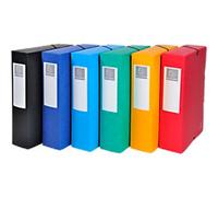 Exacompta - Ref 50830E - Pressboard Filing Box - 250 x 330mm in Size, Suitable for Holding A4 Documents, 8cm Spine, 600gsm Genuine Pressboard, Spine Label - Assorted Colours (Pack of 6)