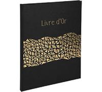 Exacompta - Ref. 47981E - ARAMY guest book - 100 plain white gold-edged pages - size 27 x 22 cm - printed cover with palm leaf motif - rose gold marking