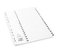 Exacompta Guildhall 20 Part White Dividers - A4-11 Punched Holes - Pack of 5 - MWD1-20Z