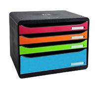 Exacompta Pack of One Big-Box Plus Horizon Four-Drawer Set - Black and Harlequin Rainbow, none