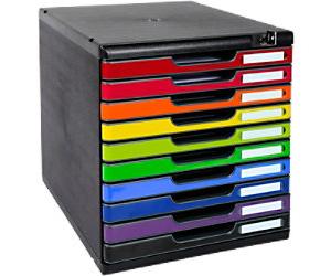 Exacompta Iderama Drawer Unit Plastic Glossy Harlequin 10 Drawers 28.8 x 35 x 32 cm A4+