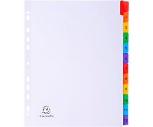 Exacompta Indices 4112E A4+ New Card New Card 1 to 12 Pack of 20