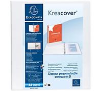 Exacompta KREACOVER 50 mm Ring Binder PP (Polypropylene) A4 4 Rings White