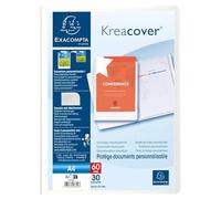 Exacompta KreaCover Chromaline 58309E Plastic Display Folders DIN A4 with 30 Transparent Pockets, 60 Views, Pocket on The Front Cover for DIY Document Wallet, Assorted Colours, Pack of 12