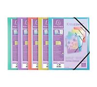 Exacompta Kréacover Pastel 3 Flap Folder 55279E PP (Polypropylene) Rubber Band 24 (W) x 0.2 (D) x 32 (H) cm Assorted Pack of 25