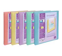Exacompta Kreacover Pastel 30 mm Ring Binder PP (Polypropylene) A4+ 4 Rings Assorted 51779E 1Pack of 5