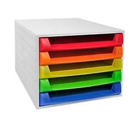 Exacompta Linicolor Desktop Drawers Plastic Assorted 5 Drawers 28.4 x 38.7 x 21.8 cm A4+