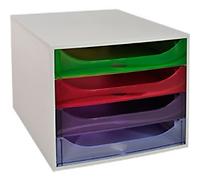 Exacompta Linicolor Drawer Unit Plastic Harlequin 4 Drawers 28.4 x 34.8 x 23.4 cm A4+
