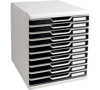 Exacompta Modulo Desktop Drawers Plastic, PS (Polystyrene) Light Grey, Black 10 Drawers 28.8 x 35 x 32 cm A4
