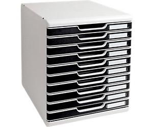 Exacompta Modulo Desktop Drawers Plastic, PS (Polystyrene) Light Grey, Black 10 Drawers 28.8 x 35 x 32 cm A4