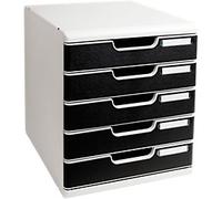 Exacompta Modulo Desktop Drawers PS (Polystyrene) Light Grey, Black 5 Drawers 28.8 x 35 x 32 cm A4+