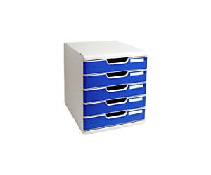 Exacompta Modulo Filing Cabinet PS (Polystyrene) Grey, Blue 5 Drawers 28.8 x 35 x 32 cm