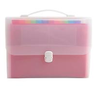 Exacompta - Ref 55698E - Box of 4 File Cases with Rigid Handle - PP Cover and Interior - Closing by Push Button - 24 compartments - Size 33x29cm - for A4 - Crystal