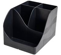 EXACOMPTA - Ref 69514D - 1 Pen Wave Neo Deco black pencil holder - with 5 compartments - 4 high compartments for large utensils and 1 bottom compartment for small utensils