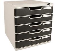 Exacompta Office Drawer Unit Plastic Black 5 Drawers 28.8 x 35 x 32 cm A4+