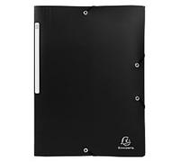 Exacompta OpaK 3 Flap Folder 55081E PP (Polypropylene) Rubber Band 24 (W) x 0.2 (D) x 32 (H) cm Black Pack of 50