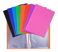 Exacompta - Ref 8860E - Box of 8 OPAK Document Holders - 60 Smooth Crystal Pockets - 120 Views - for A4 Size - Dimensions 24 x 32 cm - semi-Rigid Polypropylene Cover - Assorted Colours