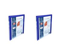 Exacompta Opaque Rigid Ring Binder Customisable 3 Pockets A4 4 Rings Blue (Pack of 2)