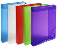 Exacompta Pack 8 Assorted PP Filing Boxes Crystal A4 Spine 4cm Organise