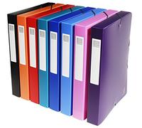 Exacompta Pack 8 Assorted PP Filing Boxes Opak A4 Spine 4cm Organise