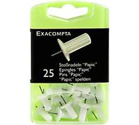 Exacompta Papic Push Pins PS (Polystyrene) 10 mm White Pack of 25