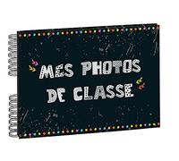 Exacompta - Ref. 16010E - 1 spiral photo album 50 black pages for class photos - Format 32x22 cm - glossy lamination cover - 150 photos, Motif Imprimé