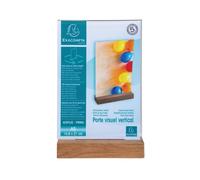 Exacompta Portrait Stand Up Sign Holder A5 with Wood Base 85258D