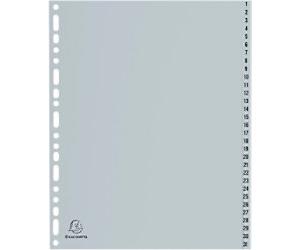 Exacompta Printed Dividers A4+ Grey 31 Part Polypropylene 1 to 31 Pack of 5