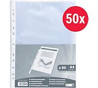 Exacompta - Ref 5211E - PP Punched Pockets (Pack of 50) - Suitable for A4 Documents, 0.04mm Grained Effect Polypropylene, Pre-Punched Spine for Use in Folders - Clear
