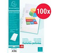 Exacompta Punched Pockets A4 Orange Peel Transparent 50 microns PP (Polypropylene) Top 5100E Pack of 100