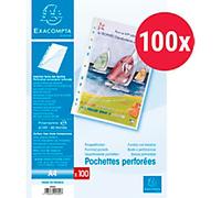 Exacompta Punched Pockets A4 Smooth Transparent PP (Polypropylene) Top and Left Opening 5800E Pack of 100