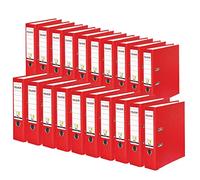Exacompta - Ref 09984071007F - FALKEN - Vegan PP Lever Arch Files - Suitable for A4 Documents, 80mm Spine , Spine Label, Metal Finger Hole - Red (Pack of 20)