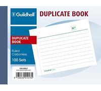 Exacompta - Ref 1013DLZ - Guildhall - Duplicate Book (100 Sets) - 105 x 135mm in Size, Green Lined Rulings, Cloth Tape Binding, Carbonless, Numbered Pages