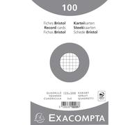 Exacompta - Ref 10203E - Bristol Squared Record Cards (Pack of 100) - 125 x 200mm in Size, 205gsm Card, Compatible with Printers - Suitable for Exam Revision & Notes - White