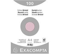 Exacompta - Ref 10236E - Bristol Squared Record Cards (Pack of 100) - A4 in Size, 205gsm Card, Compatible with Printers - Suitable for Exam Revision & Notes - Pink