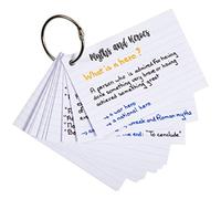 Exacompta - Ref 10330E - Bristol Revision Flashcards with Ring (Pack of 50 Cards) - A7 (77 x 105mm) in Size, Perforated Sheets, Lined Rulings - Random Colour