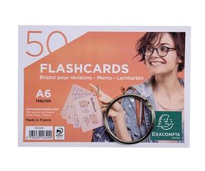 Exacompta - Ref 10340E - Box of 19 Packs of 50 flashcards in Film + Ring - Perforated Lined Bristol - A6 Format - Random Colour White, Blue, Yellow, Pink, Green