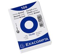 Exacompta - Ref 10500SE - Bristol Plain Record Cards (Pack of 100) - A7 in Size, 205gsm Card, Compatible with Printers - Suitable for Exam Revision & Notes - White