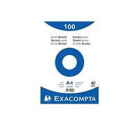 Exacompta - Ref 10506E - Bristol Plain Record Cards (Pack of 100) - A4 in Size, 205gsm Card, Compatible with Printers - Suitable for Exam Revision & Notes - White