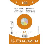 Exacompta - Ref 10658E - Box of 10 Packs of 100 Squared Cards 5x5 Perforated - in Film - Suitable for Inkjet, Laser and photocopiers - 148 x 210 mm - Assorted