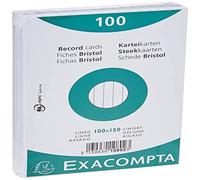 Exacompta - Ref 10802X - Bristol Lined Record Cards (Pack of 100) - 100 x 150mm in Size, 205gsm Card, Compatible with Printers - Suitable for Exam Revision & Notes - White
