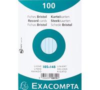 Exacompta - Ref 10819SE - Bristol Lined Record Cards (Pack of 100) - A6 in Size, 205gsm Card, Compatible with Printers - Suitable for Exam Revision & Notes - Blue