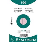 Exacompta - Ref 10832X - Bristol Lined Record Cards (Pack of 100) - 100 x 150mm in Size, 205gsm Card, Compatible with Printers - Suitable for Exam Revision & Notes - Pink