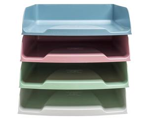 Exacompta - Ref 111303SETD - Set of 4 COMBO STYLI Autentik letter trays - size 34.5 x 25.5 x 24.5 cm - for A4+ format - 4 assorted colours