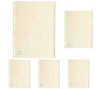 Exacompta - Ref 1126E - Printed Indices - Suitable for A4 Documents, 155gsm Ivory Card, Pre-Punched for Lever Arch Files & Binders, 26 Part (Sections A-Z), FSC-Certified - Ivory (Pack of 5)