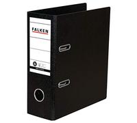 Exacompta - Ref 11285830000F - FALKEN - Portrait Paper Lever Arch Files - Suitable for A5 Documents, 80mm Spine, Spine Label, Metal Finger Hole - Black