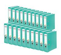 Exacompta - Ref 11286580007F - FALKEN - Vegan PP Lever Arch Files - Suitable for A4 Documents, 80mm Spine , Spine Label, Metal Finger Hole - Turquoise (Pack of 20)